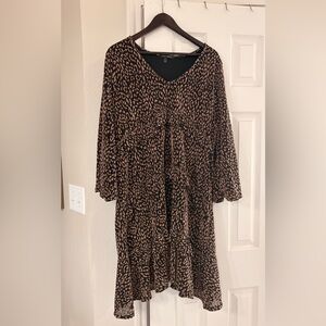 Leopard Print V-Neck Women’s Dress in Black and Brown